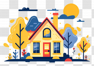 Village House - Illustration Of Small Cozy House With A Scenic Outdoors Transparent PNG