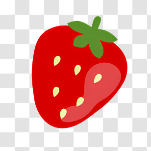 Icon - Red Strawberry Illustration With Green Leaves Transparent PNG