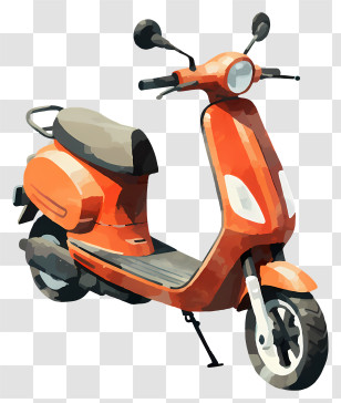 Orange Scooter - Vintage Red Scooter Illustration Transparent PNG