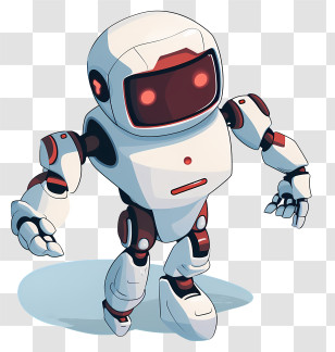 White Robot - Compact Futuristic White Robot Transparent PNG