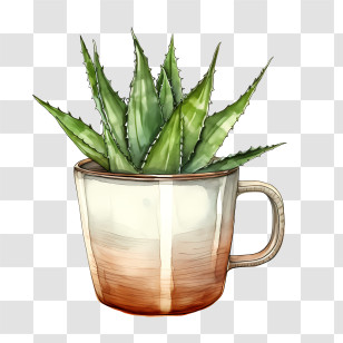 Aloe Vera - Aloe Vera In Ceramic Cup Transparent PNG