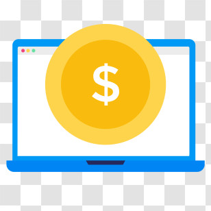Icon - Laptop With Dollar Coin Symbolizing Online Finance Transparent PNG