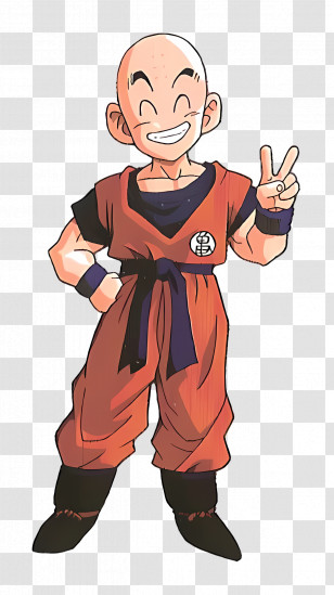 Krillin - Bald Anime Character In Orange Outfit Transparent PNG