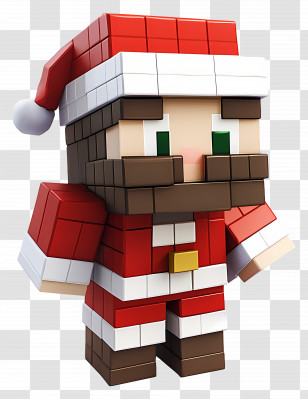 Christmas Minecraft - Pixel Art Santa Claus Character Transparent PNG