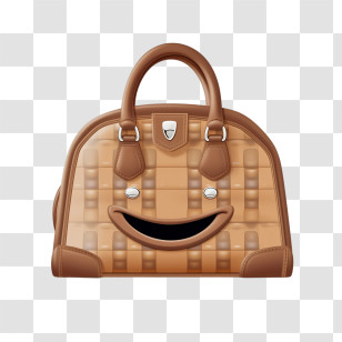 Handbag - Brown Handbag With Smiley Face Design Transparent PNG