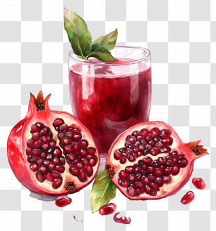 Pomegranate Watercolor - Pomegranate And Fresh Juice Illustration Transparent PNG