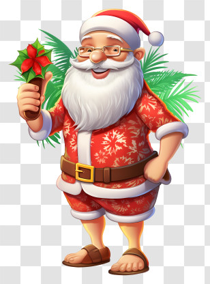 Cartoon Tropical Santa - Tropical Santa Claus Concept Transparent PNG