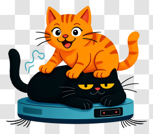 Cat Lying On Robot Vacuum Cleaner - Funny Cats Riding A Robot Vacuum Transparent PNG