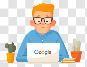Google Search - Person With Laptop And Google Logo Transparent PNG