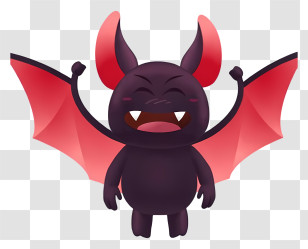 Cute Halloween Bat - Cute Happy Bat With Wings Transparent PNG