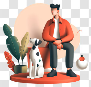 Man Playing With Dog - Man Sitting With Dog Transparent PNG