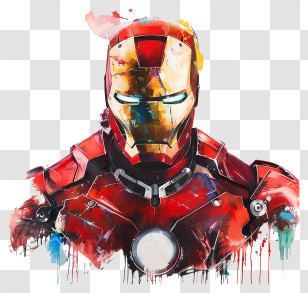 Iron Man - Watercolor-Style Iron Man Illustration Transparent PNG