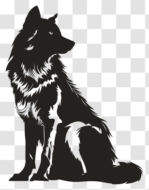 Wolf Silhouette - Black Silhouette Of A Sitting Dog Transparent PNG