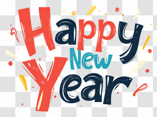 Happy New Year - Happy New Year Text Design Transparent PNG