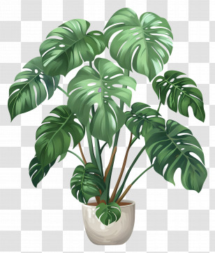 Potted Monstera Plant - Illustration Of Potted Monstera Plant Transparent PNG