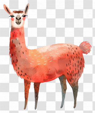 Llama - Red Llama Illustration Transparent PNG