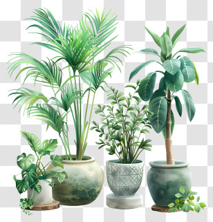 Plant Nursery - Assorted Potted Plants For Indoor Gardening Transparent PNG