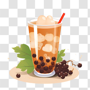 Bubble Milk Tea - Bubble Tea In A Glass With Tapioca Pearls Transparent PNG