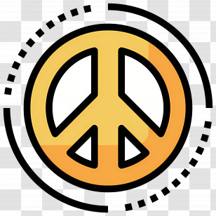 Peace Sign - Yellow Peace Symbol Icon Transparent PNG