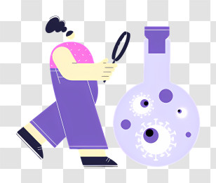 Cartoon Scientist - Scientist Examining Virus In Flask Transparent PNG