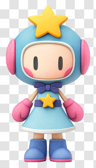 Acrobat Aqua - Adorable Blue Star-helmet Mascot Transparent PNG