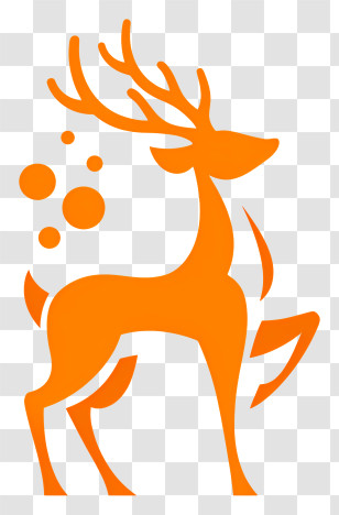 Reindeer Logo - Orange Deer Silhouette With Antlers Transparent PNG