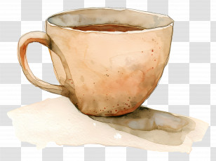 Coffee Cup - Delicately Painted Watercolor Coffee Cup Transparent PNG