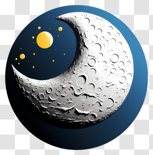 Realistic 3d Style Moon - Crescent Moon With Stars Transparent PNG