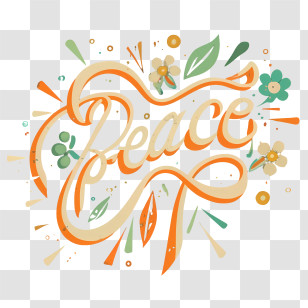 Peace - Peace Floral Design With Decorative Elements Transparent PNG