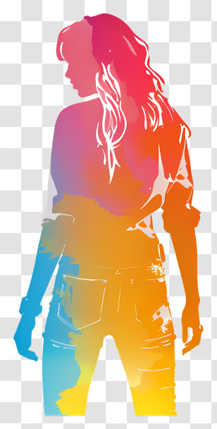 Decal Taylor Swift Silhouette - Colorful Standing Silhouette Transparent PNG