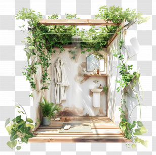 Outdoor Shower - Outdoor Shower With Plants Transparent PNG