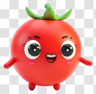 3d Tomato - Cute Tomato Cartoon With Smile Transparent PNG