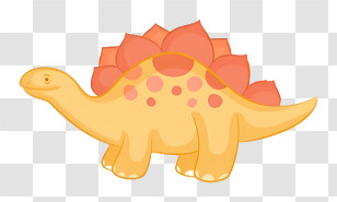 Cartoon Dinosaur - Cartoon Yellow Dinosaur With Red Spots Transparent PNG