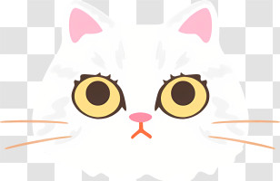 White Cat - White Cat Cartoon Face Illustration Transparent PNG