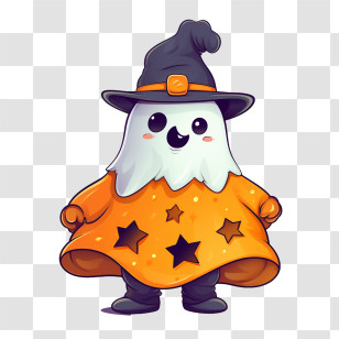 Ghost - Cute Ghost In Wizard Costume For Halloween Transparent PNG