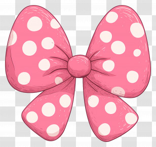 Pink Polka Dot Bow - Cute Pink Polka Dot Bow Transparent PNG