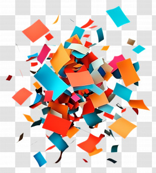 Paper Flying - Colorful Flying Confetti Design Transparent PNG