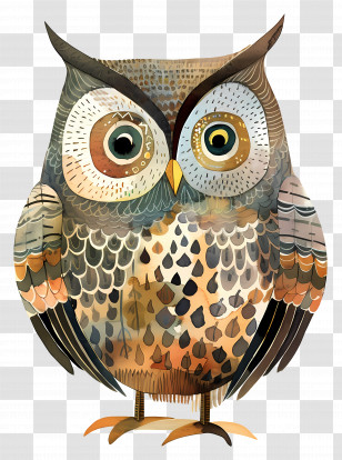 Owl - Colorful Owl Illustration Transparent PNG