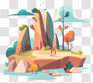 Nature Landscape - Colorful Island Landscape Transparent PNG