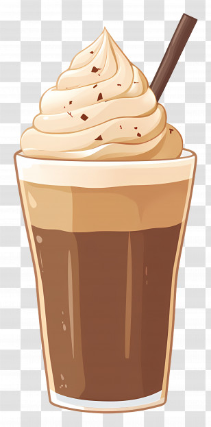 Frappe - Coffee With Cream In A Glass Cup Transparent PNG