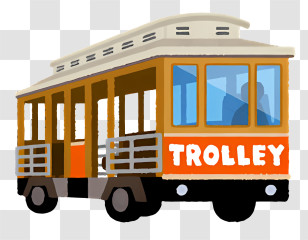 Bus - Cartoon Trolley Illustration Transparent PNG