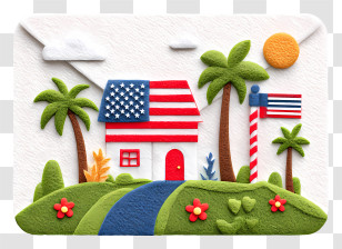 Fourth Of July Email - Patriotic Doodle House Transparent PNG