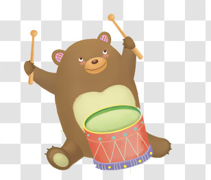 Music - Playful Drumming Bear Transparent PNG