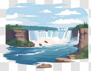 Niagara Falls - Illustration Of A Majestic Waterfall Amidst Nature Transparent PNG