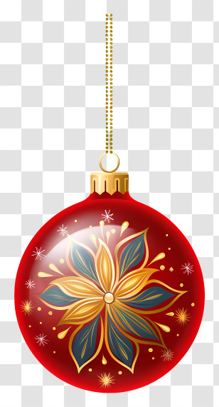 Red Ornament - Red Christmas Ornament With Gold Design Transparent PNG