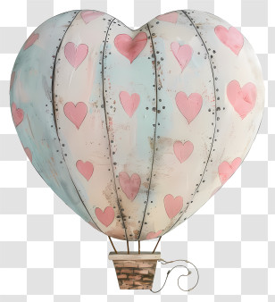 Hot Air Balloon - Heart-Shaped Hot Air Balloon With Designs Transparent PNG