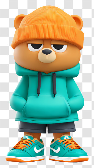 Cartoon Bear - Chubby Bear Mascot Wearing A Hoodie Transparent PNG