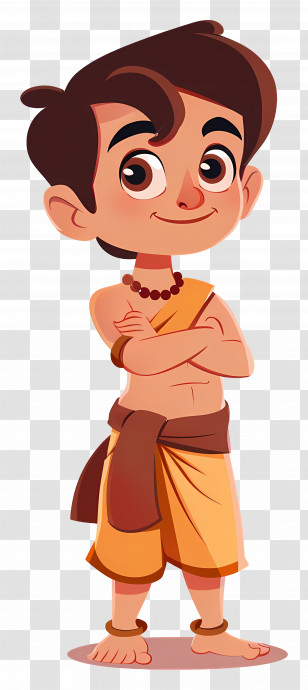 Chhota Bheem - Cartoon Boy Character In Traditional Outfit Transparent PNG