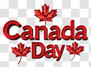 Canada Day - Canada Day Text With Maple Leaves Transparent PNG
