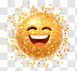 Sparkle - Golden Sparkling Smiley Emoji Transparent PNG
